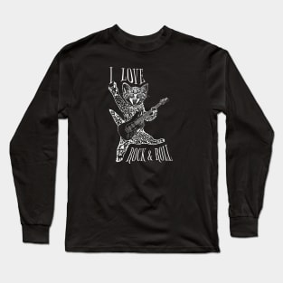 I love rock and roll and cats playing guitars you rock ASL Long Sleeve T-Shirt